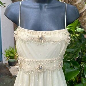 Stenay vintage lace and 3-D floral rhinestone beaded dress
